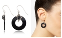 Macy's Marcasite and Onyx Disc and Faceted Onyx Wire Earrings in Sterling Silver